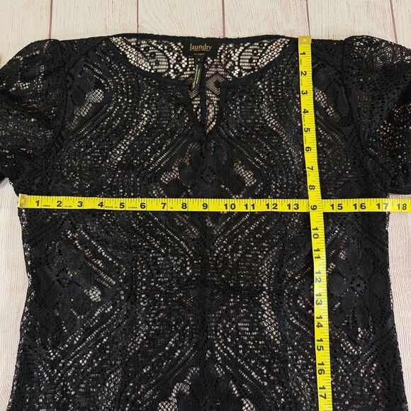 Laundry by Shelli Segal sheer crochet bell sleeve swim cover up sz 8 - Picture 6 of 8